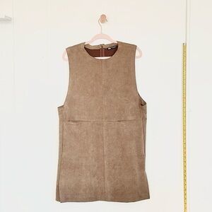 Zara Cocoa Brown Suede Textured Knit Tunic Top relaxed fit XL